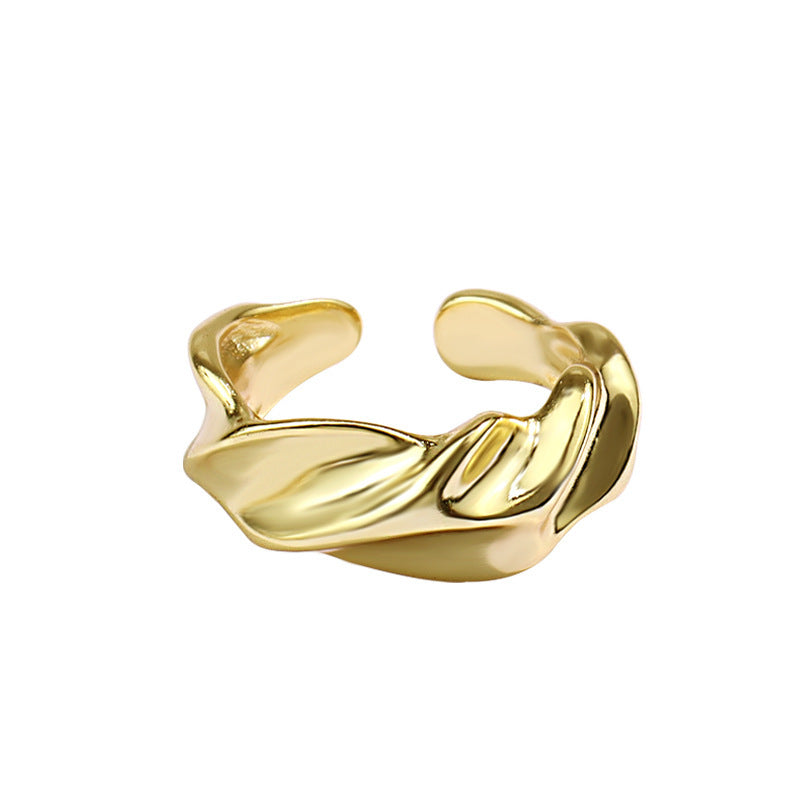 Womens Adjustable Silver Plated Ring Trendy Irregular Geometric Design Jewelry Gift for Her Statement Accessory Gift