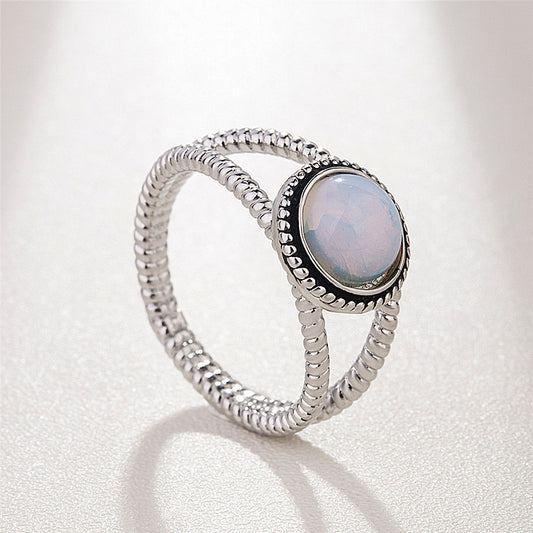 Womens Fashion Ring Exaggerated Twisted Geometric Copper Moonstone Ring European Style Jewelry For Every Style