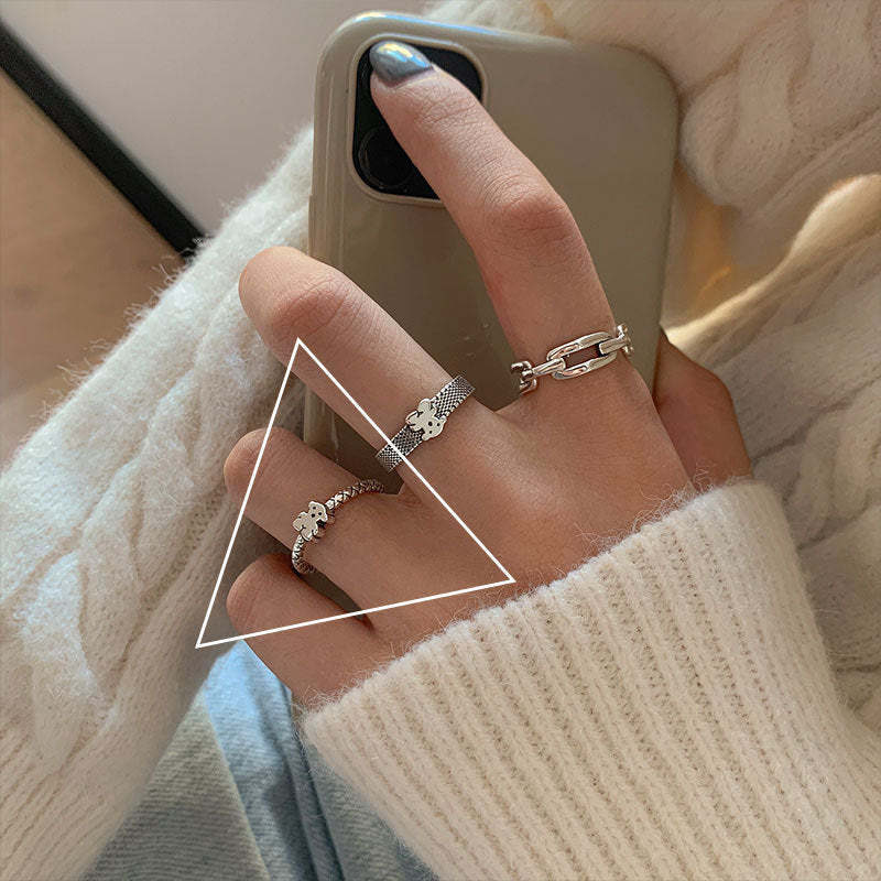 Geometric Square Ring Adjustable Opening Silver Plated Cupronickel Platinum Plated Jewelry For Women Fashion Trend