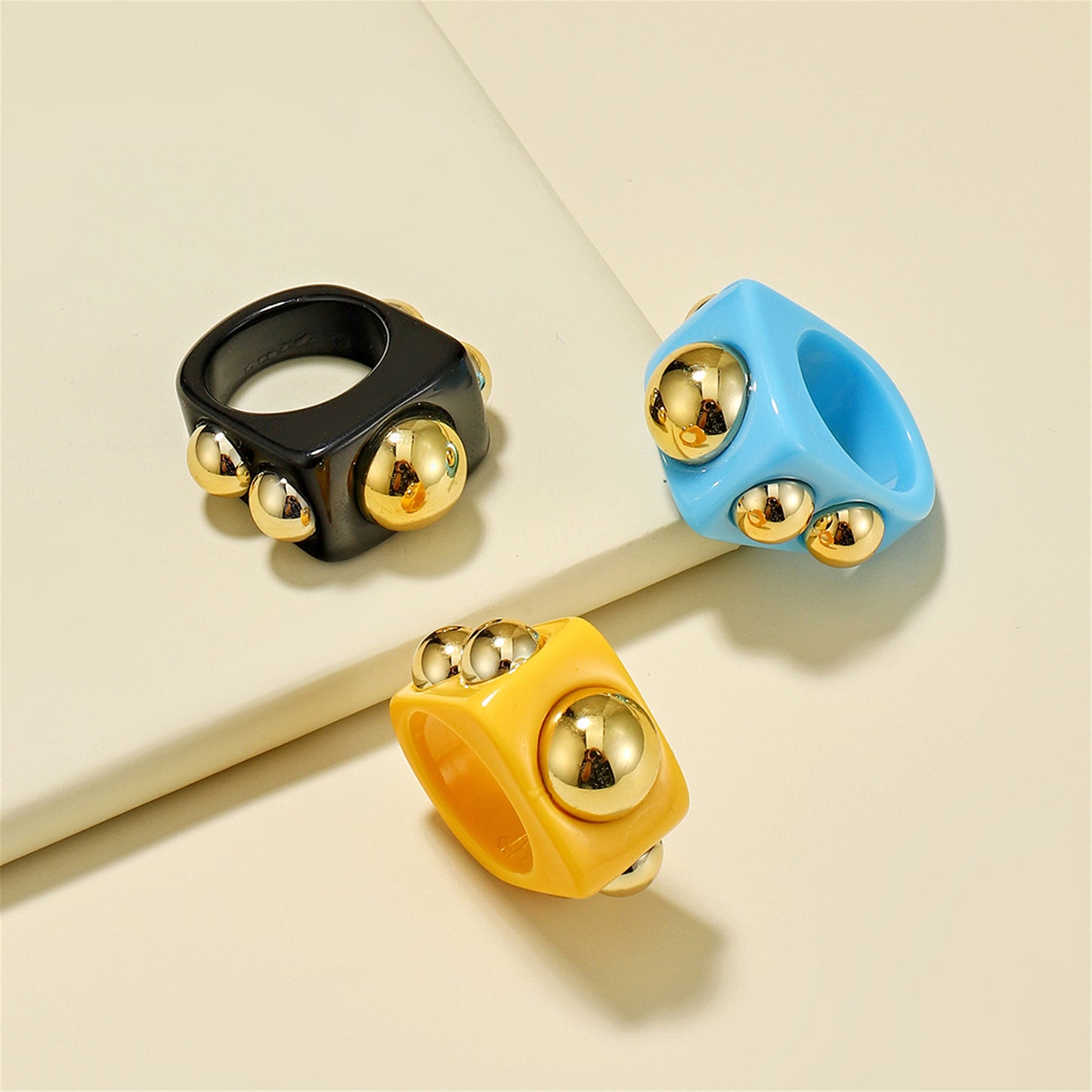 Womens Acrylic Geometric Chunky Rings Set 3 Piece Fashion Statement Jewelry For Daily Wear Gift Sets Daily Use