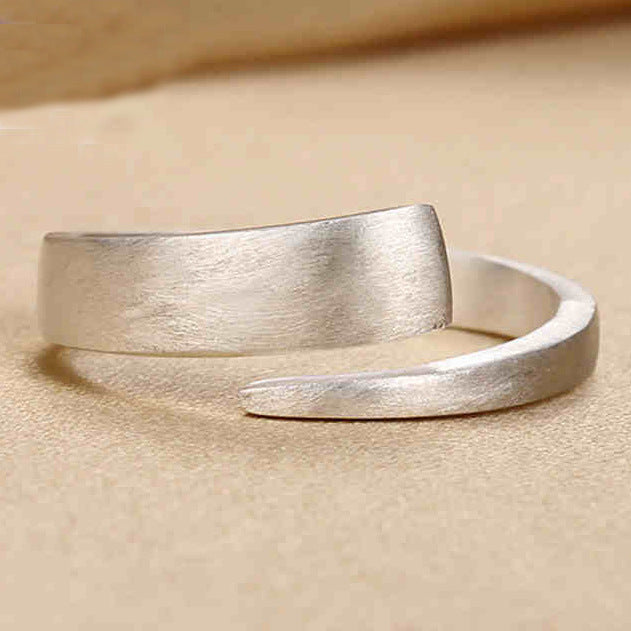 Sterling Silver Ring Brushed Plain Minimal Design Adjustable Band For Women Elegant Everyday Accessory Gifting