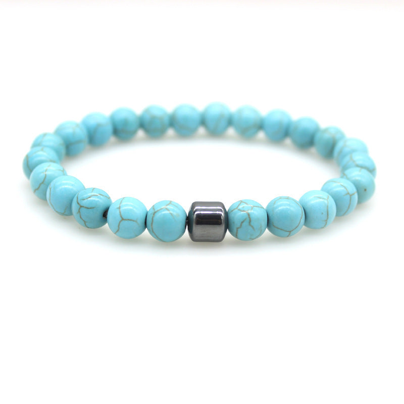 Unisex Tigereye Bracelet Natural Volcanic Rock With Map Stone Geometric Design For Everyday Wear And Special