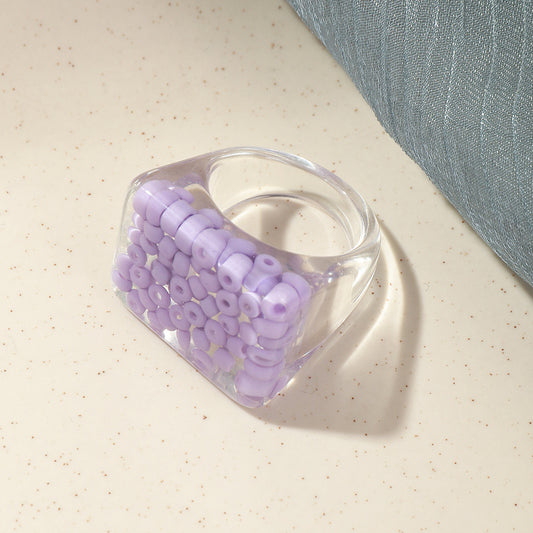 Womens Acrylic Resin Ring With Clear Diamond Accent Geometric Design Fashion Jewelry One Size Gift A Nice Gift