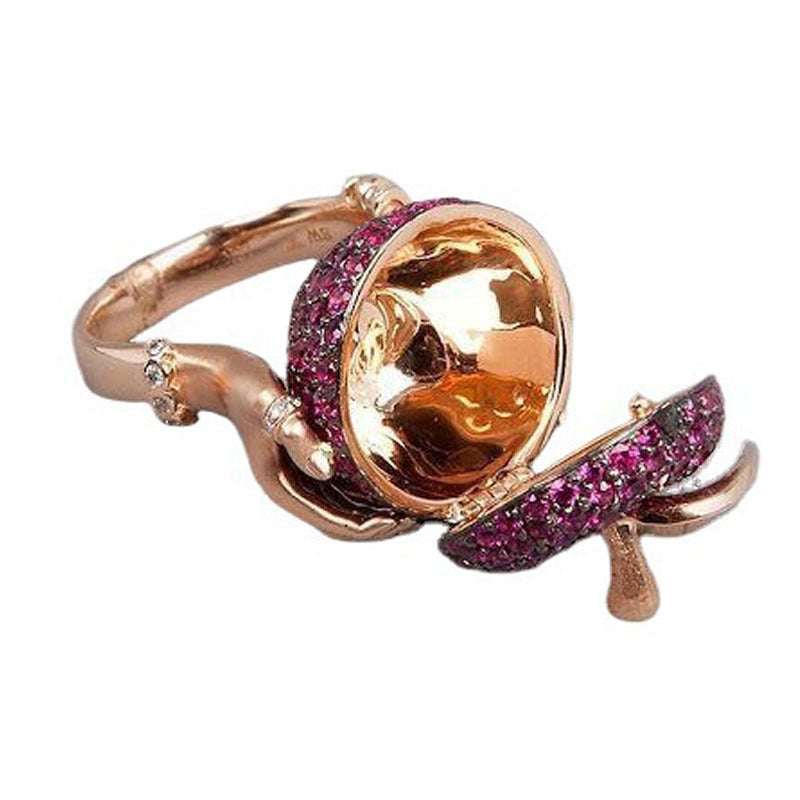 Womens Amethyst Ring Constellation Hand Holding Design Electroplated Metal Fashion Jewelry Durable Elegant Gem