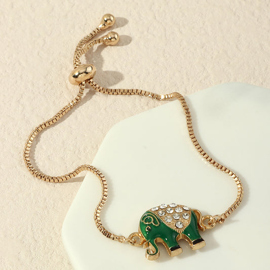 Elephant Bracelet for Women and Girls Alloy Animal Charm With Dripping Eye Ornaments European Fashion Jewelry Style