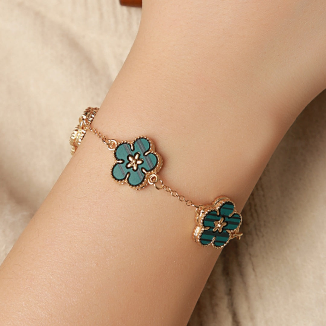 Womens Alloy Bracelet Plum Blossom Sunflower Double Sided Floral Design Jewelry Travel Gift Plum 1PC Gift Plum