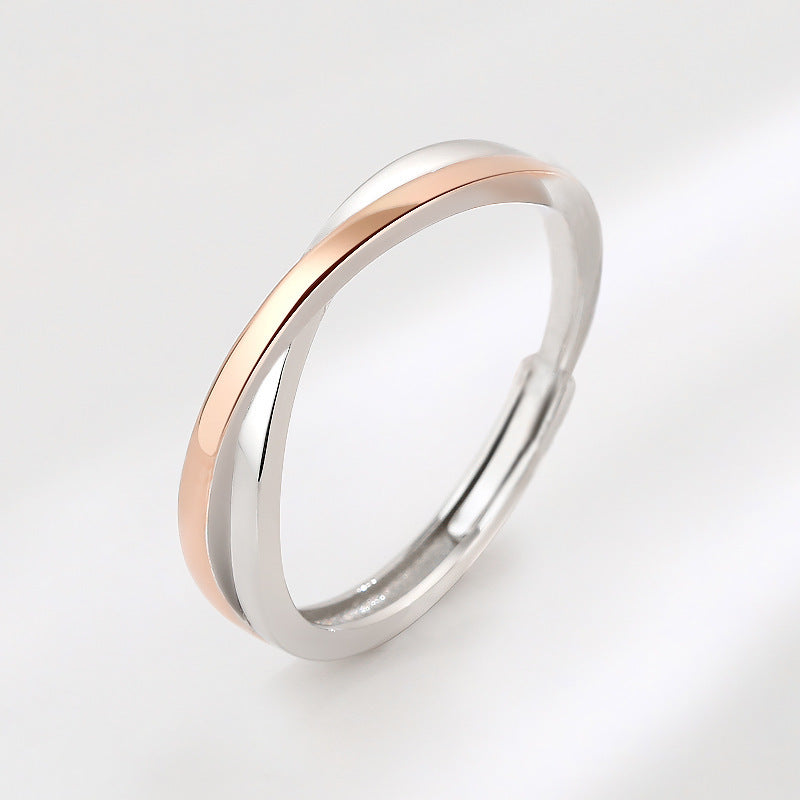 Sterling Silver Cross Ring for Women and Girls Adjustable Opening Geometric Diamond Setting Durable Daily Wear