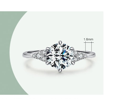 Silver Ring Women Geometric Gold Plated Inlay Gemstone