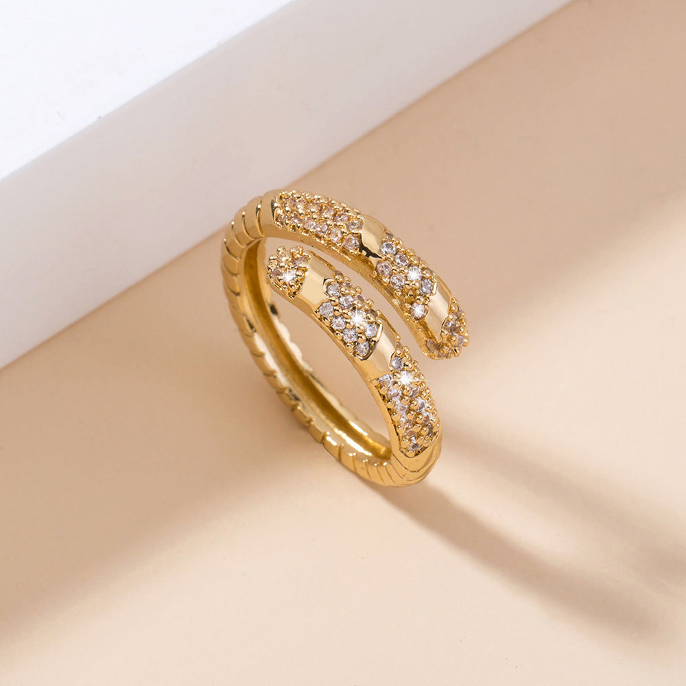 Unisex Zircon Ring Copper Band Micro Set Geometric Design Everyday Wear Jewelry Accessory Durable Copper Craft