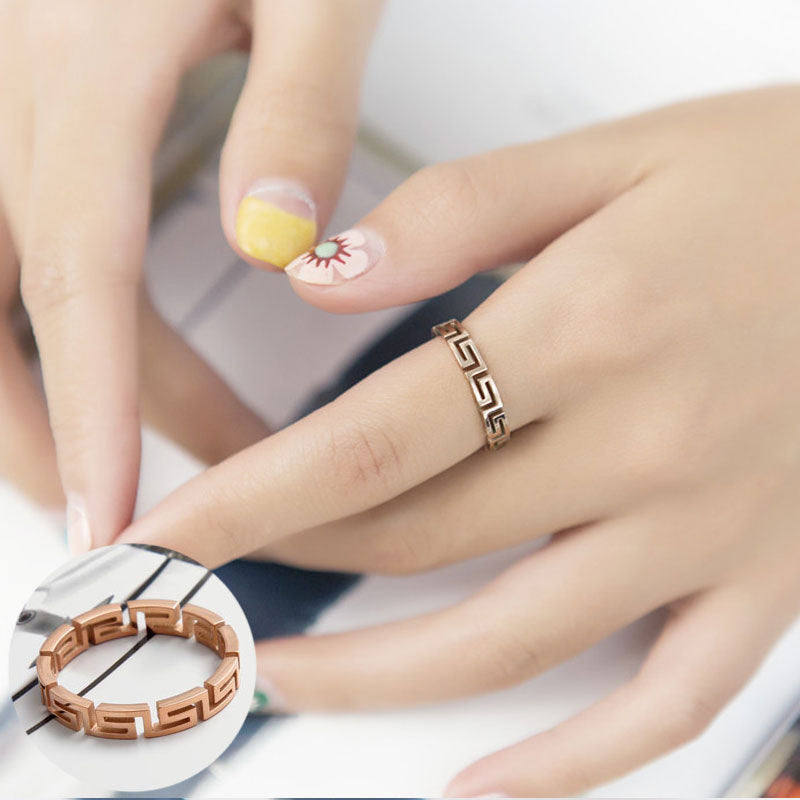 Titanium Steel Ring 18K Rose Gold Plated Ring With Gems Electroplated Thin Ring For Women Girls Size 5 6 7 8 9 10