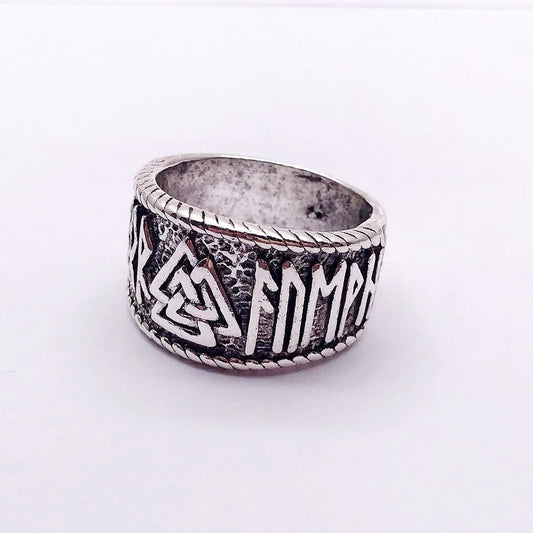 Rune Myth Mens Fashion Ring Alloy Ancient Silver Wedding Gift European American Style Letters Numbers Text