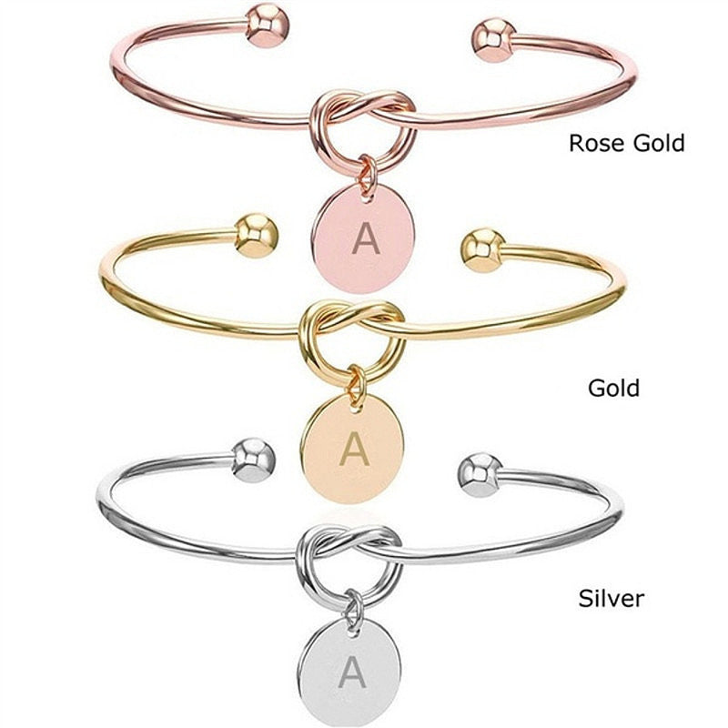 Womens Alloy Letter Bracelet Dead Knot Bangle Jewelry Gold