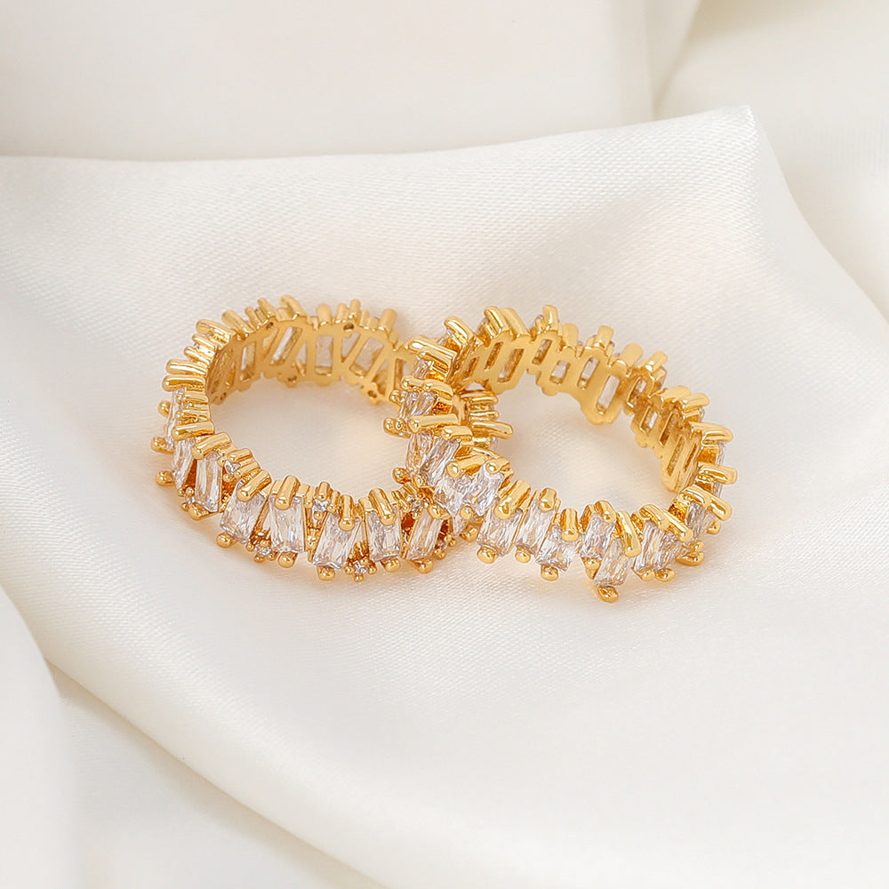 Unisex Copper Ring Polished Gold Geometric Design Hip Hop Ring Jewelry Gift for Fashion Everyday Wear Look Now