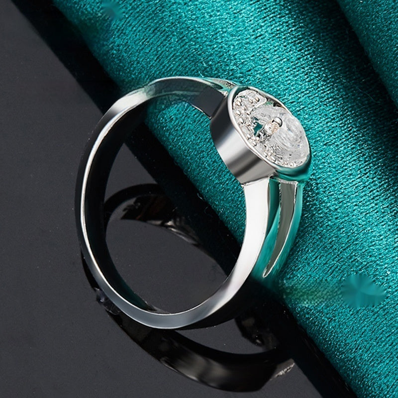 Moon Zircon Ring For Women Geometric Round Alloy Jewelry Size 7 8 9 10 Classic Fashion Elegant Subtle Ornament