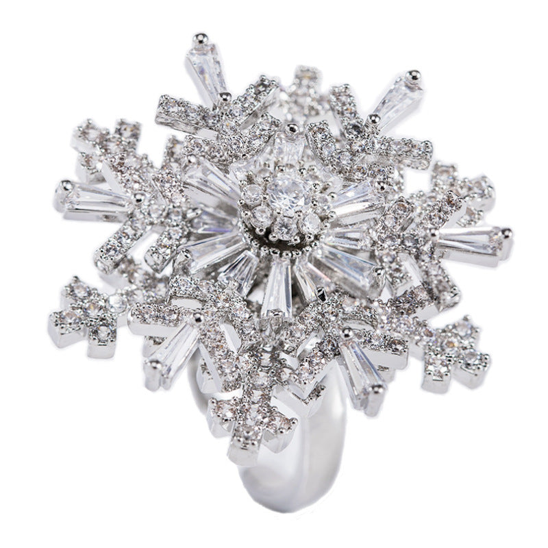 Girls Rotatable Snowflake Ring Turning Ring Alloy Silver Plated Gold Plated Inlaid Artificial Gems and Semi-Precious Stones Scarlet Witch Ring