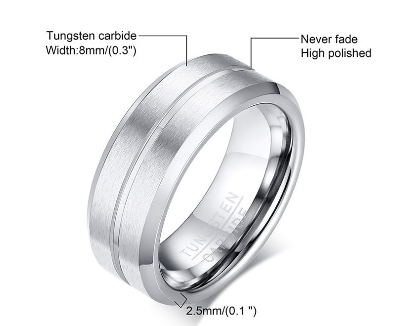 Mens Tungsten Steel Ring For Men Durable Fashion Accessory Trendy Everyday Wear Black Everyday Casual Comforts