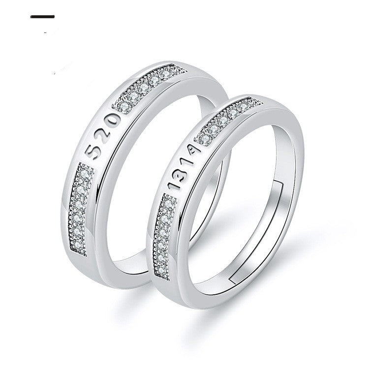 Couple Rings Korean Fashion Jewelry Gift White Copper Electroplated Open Rings Women Men Matching Promise Bands