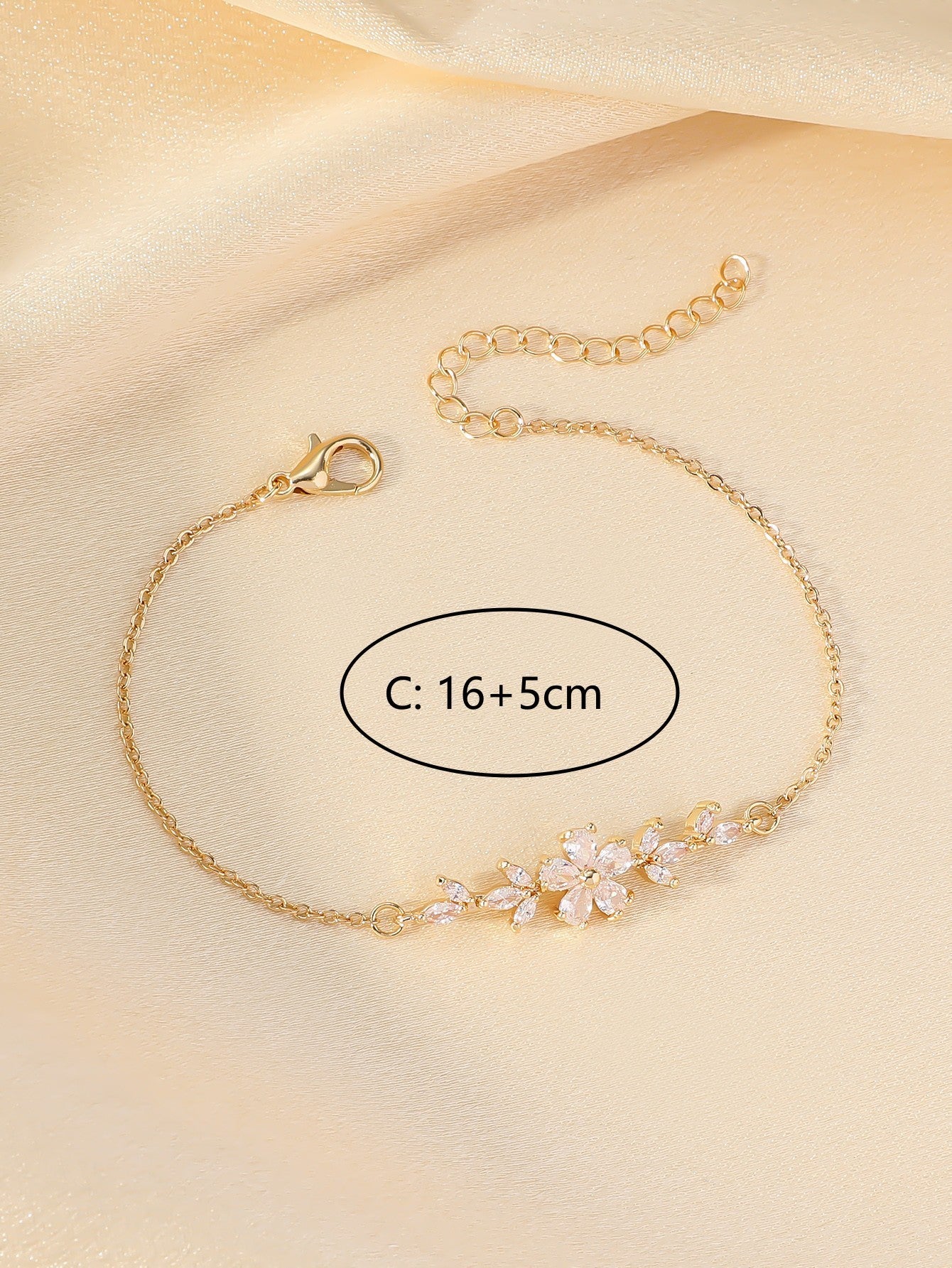 Zircon Flower Leaf Bracelet Women Travel Keepsake Gift