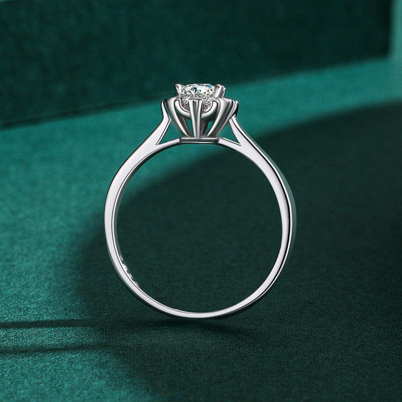 Sterling Silver Ring 925 White Gold Plated Zircon Gem