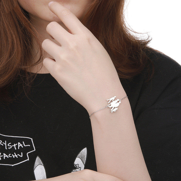 Womens Cartoon Titanium Steel Bracelet Polished Anti Fatigue Jewelry Gift For Mom And Daughter Cute Gift For Women