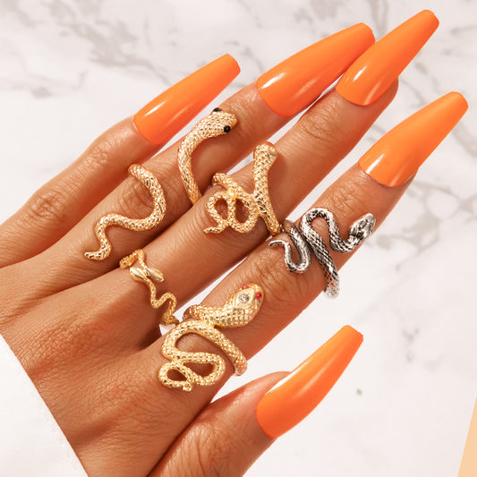 Unisex Geometric Ring Set Alloy Knuckle Rings Retro Ethnic Metal Elements Fashion For Everyday Wear Boho Chic