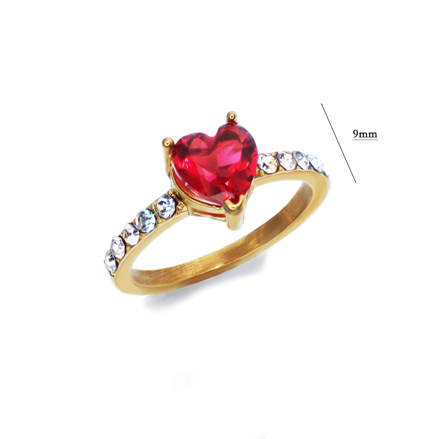 Stainless Steel Light Luxury Style Design Heart Shape Love Color Diamond Ring Type Ring Packing List Polishing