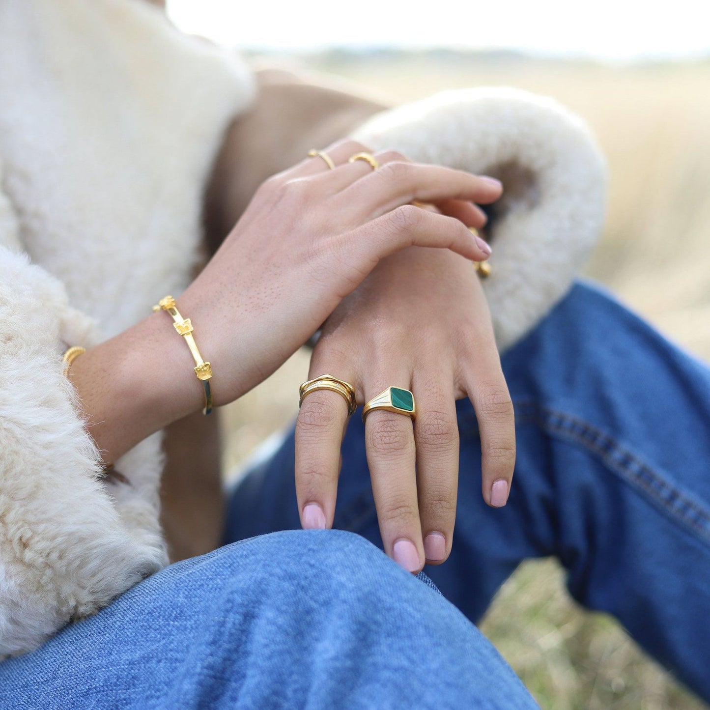 Gold Plated Vintage Couple Ring For Women And Men Copper Anniversary Gift Jewelry Environment Friendly Classic