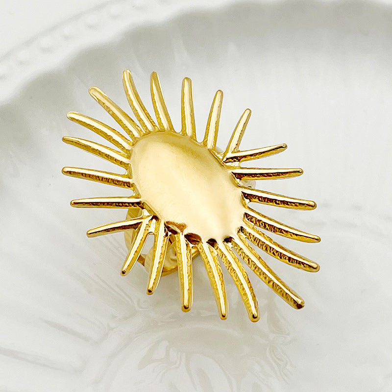 Womens Stainless Steel Ring With Heart Flower Star Pattern