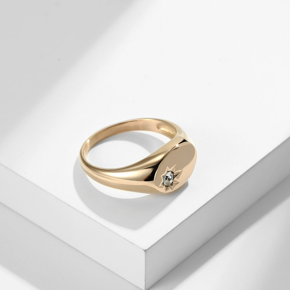 Elegant Diamond Titanium Steel Ring For Women With Star Pattern In Gold Rose Gold Or Steel Finish With Lasting Shine