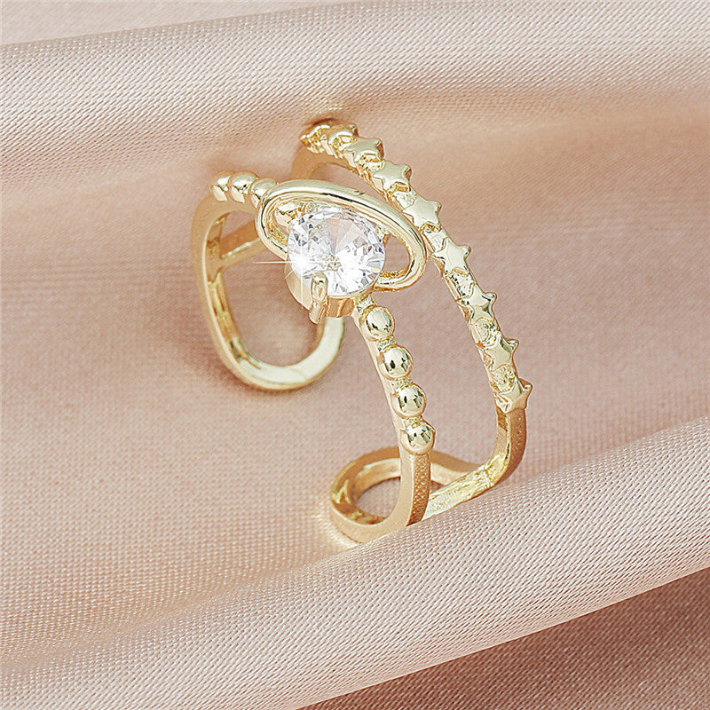Copper Ring Adjustable Hollow Geometric European Design Index Finger Ring Simple Band Fashion For Everyday Use