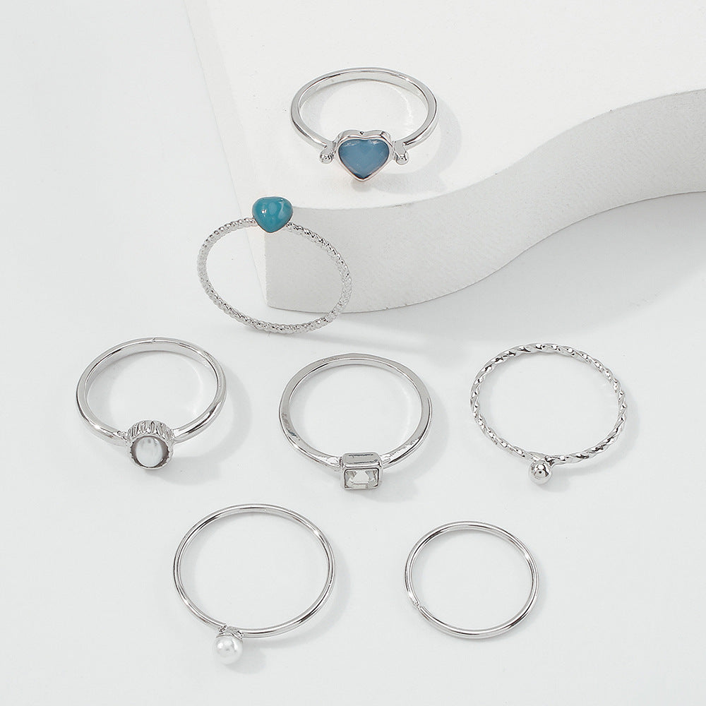 Womens Imitation Pearl Ring With Alloy Diamond Retro Geometric Design Elegant Daily Wear Statement Jewelry High Quality