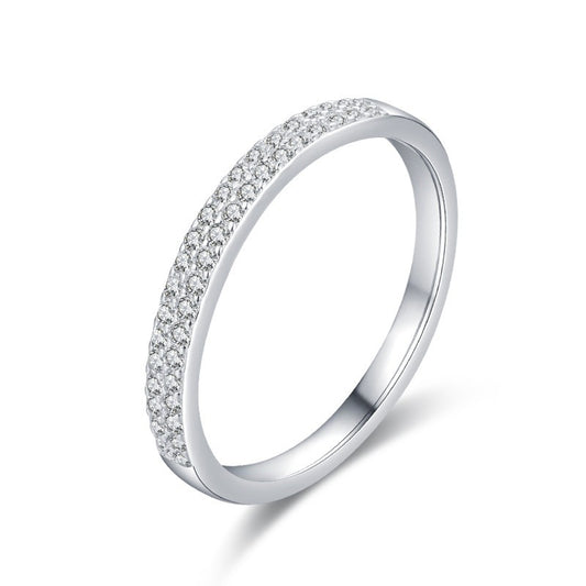Sterling Silver Ring With Micro Inlaid Diamonds S925 Thin Delicate Stacking Band For Women Everyday Wear Gifts