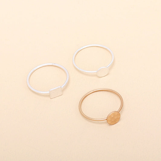 Womens Metal Rings Set Geometric Square Round Stacking Rings Fashion Jewelry Trendy Accessory For Everyday Use