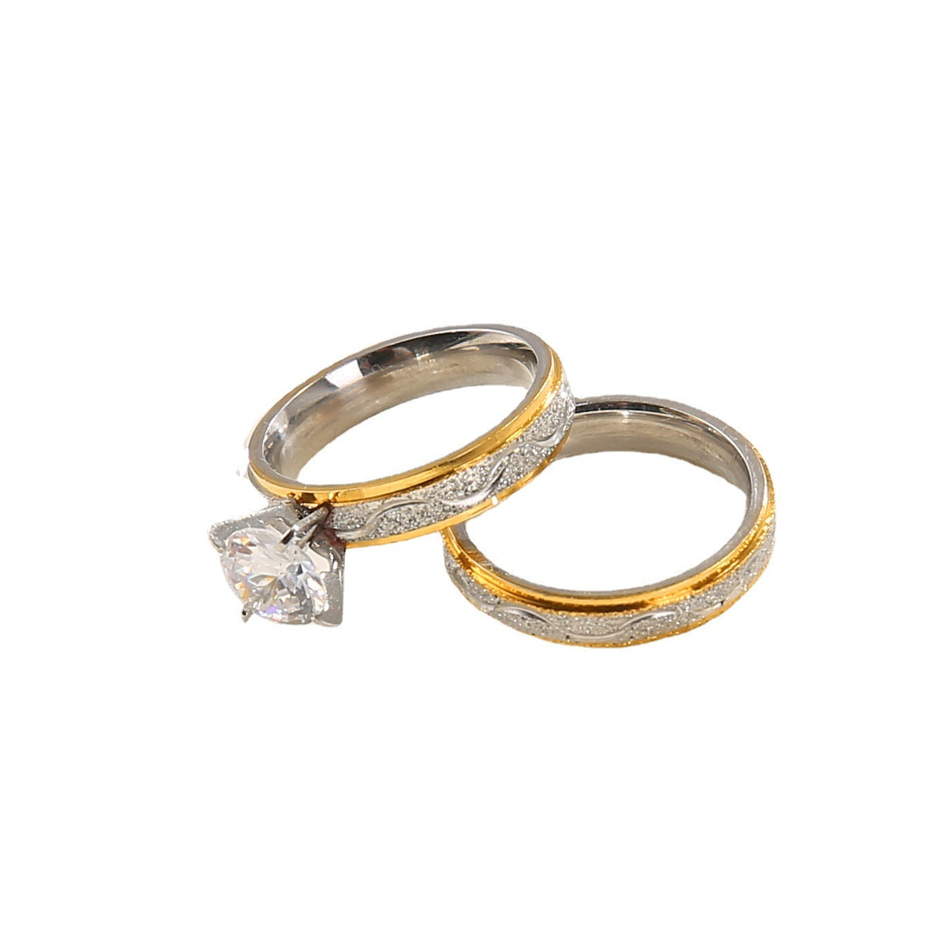 Stainless Steel Couple Ring Set 4mm 6mm For Him And Her