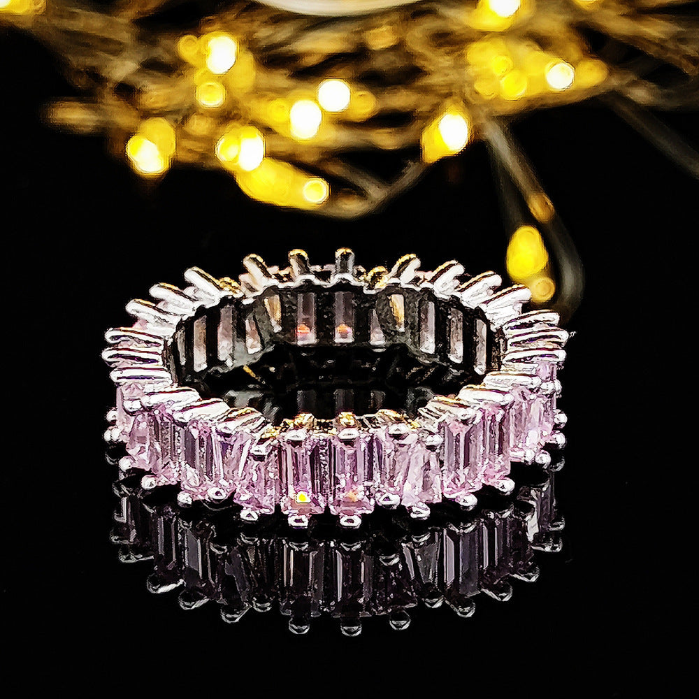 Plain High Quality Color Combination Ring Copper Zircon Inlay European American Style Jewelry Ring For Fashion