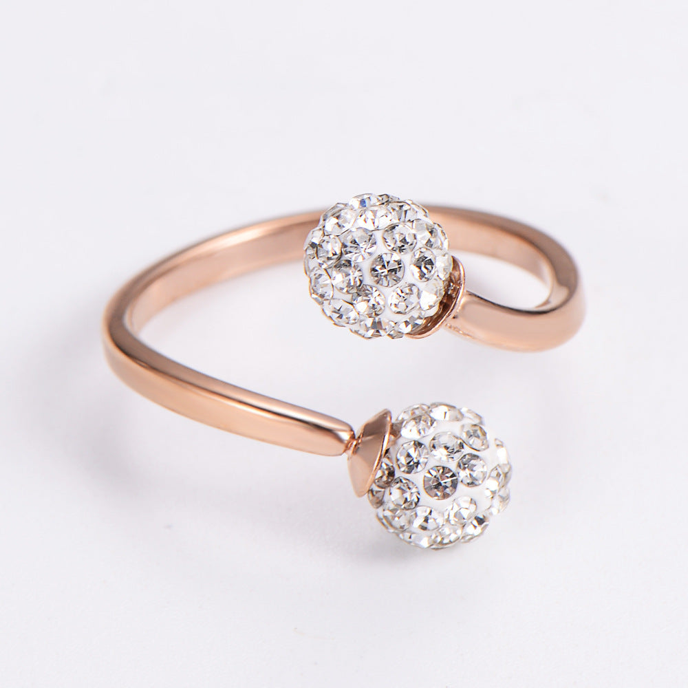 Women Stainless Steel Ring 18K Gold Plated Hollow Hydrangea Zircon Inlaid Fashion Jewelry Gift For Her For All Occasions