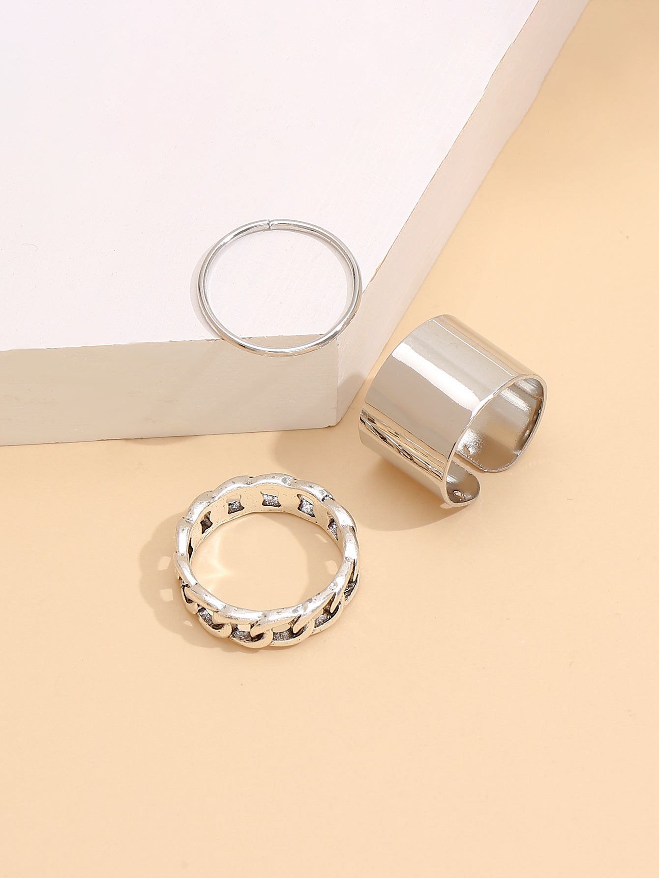 Women Geometric Ring Set Fashion Jewelry Electroplated Irregular Shape Zinc Alloy Metal Rings For Daily Styles