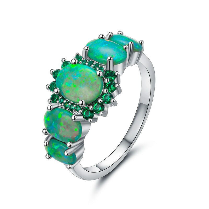 Elegant Opal Ring European Inspired Design Lightweight