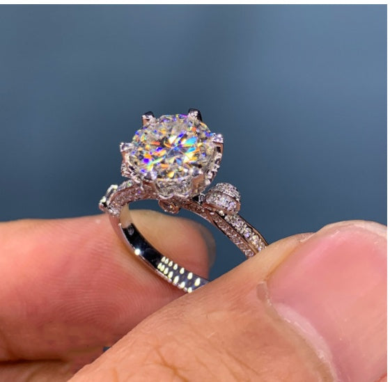 Womens Heart Shaped Ring European Design Gemstones Brass White Steel Alloy Fashion Jewelry Gift For Daily Wear