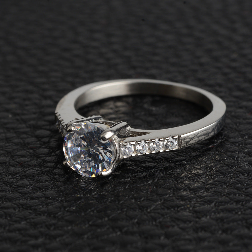 Women's Stainless Steel Heart Ring with 5A Zircon Stone Engagement Ring Perfect Gift for Her Geometric Metal Ring Available in Sizes 5 6 7 8 and 9