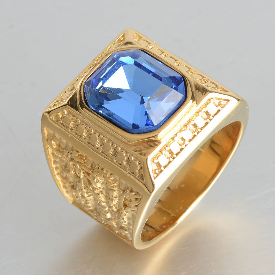 Unisex Stainless Steel Ring With Geometric Design Texture Casting Inlay Gems Statement Bands For Everyday Wear