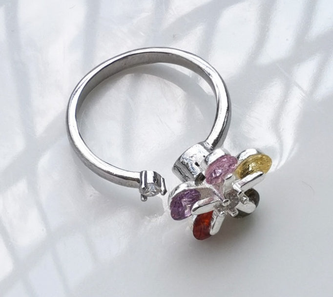 Ring For Women Rotating Multicolored Gemstone Copper Jewelry Korean Style Environmentally Friendly Gift For Souvenir Tour