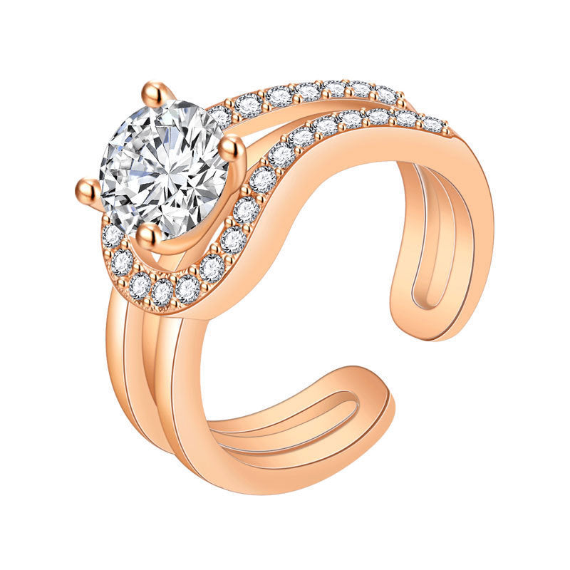 Womens Copper Heart Ring Adjustable Opening Three In One Design Fashion Jewelry Gift For Her For Everyday Uses