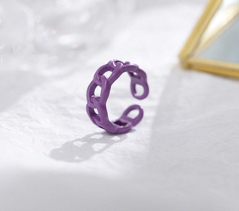 Womens Geometric Alloy Ring Candy Color Drip Design Oil Injected Finish Trendy Fashion Jewelry Geometric Ring