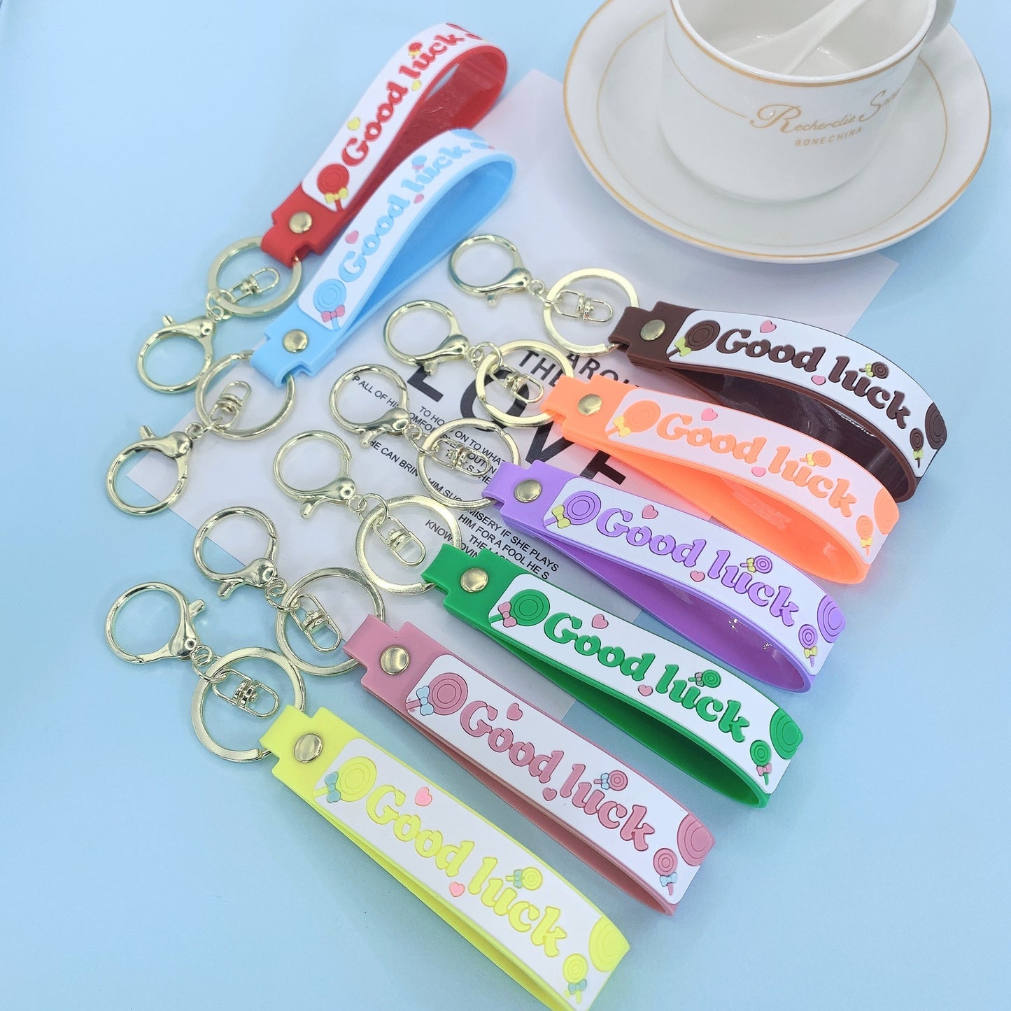 Lollipop Rainbow Hand Strap Keychain Durable Accessory Key Ring Cellphone Charm Handbag Charm For Keys Phones Bags