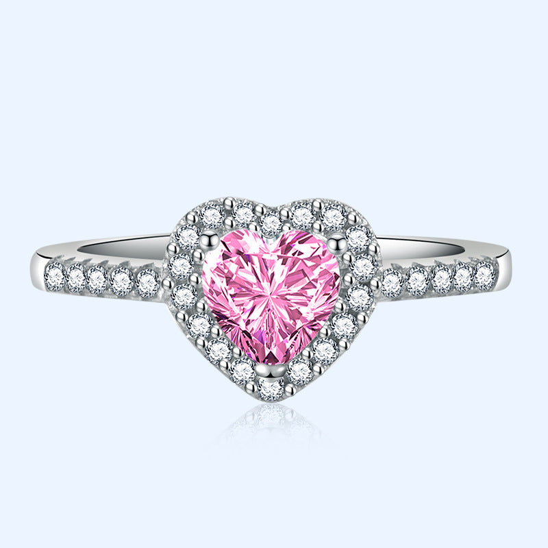 Heart Shaped Moissanite Zircon Ring White Gold Plated Inlaid Engagement Gift For Anniversary For All Occasions