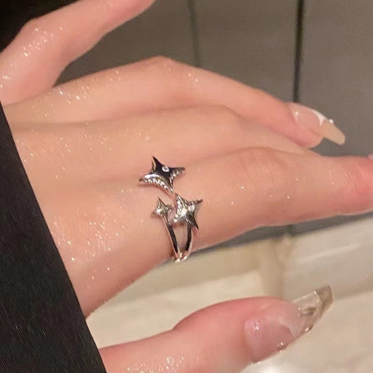 Unisex Five Pointed Star Ring Electroplated Alloy Fashion Ring Star Design Jewelry Accessory Temperament Style