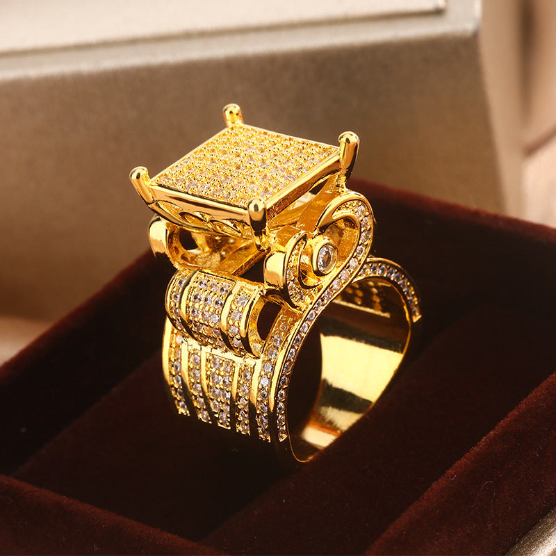 Womens Ring Micro Paved Zircon Love Heart Copper Electroplated Geometric Jewelry Gift For Her For Everyday Use