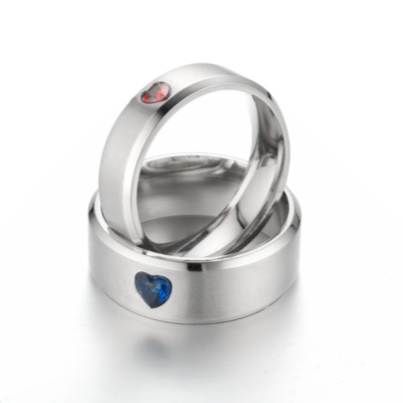 Couple Rings Titanium Steel Geometric Peach Heart Ring Electroplated Matching Rings for Couples Gift for Lovers