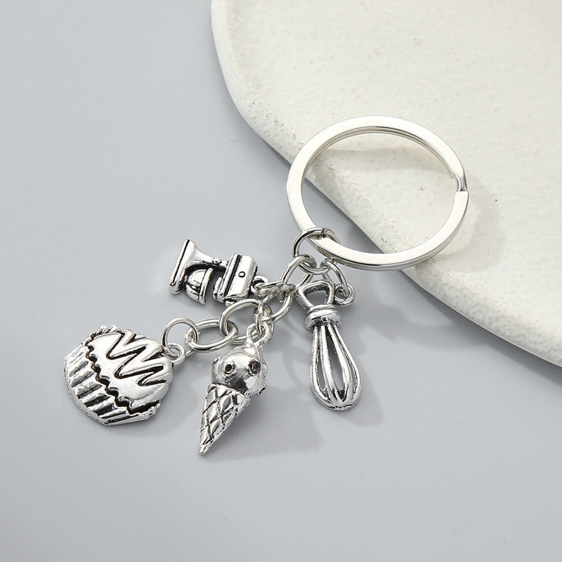Zinc Alloy Key Ring Cake Dessert Cola Ornament For Keys Bags And Car Decoration Gift Keychains And Accessories